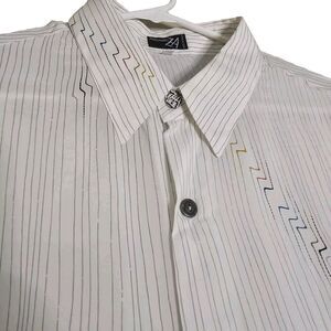 Antonello Za Shirt Men XL Made In Italy Lightweight Silky Button Up Short Sleeve